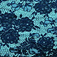 Embossed Indigo Tea Leaves All Over Stretch Lace Fabric