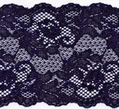 Dark Midnight Blue 5 1/2 inch wide stretch lace trim