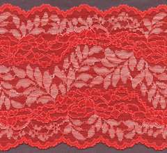 Coral and White 6" Cross Dyed Wide Stretch Lace Trim