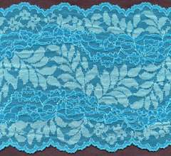 Turquoise and White 6" Cross Dyed Wide Stretch Lace Trim
