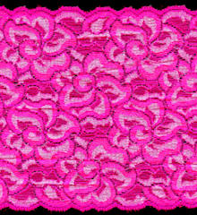 Neon Pink 6 inch wide stretch lace trim