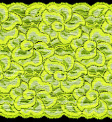 Neon Yellow 5 3/4 inch wide stretch lace trim