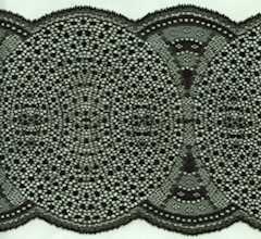 Black/Green 6 7/8 inch wide stretch lace trim